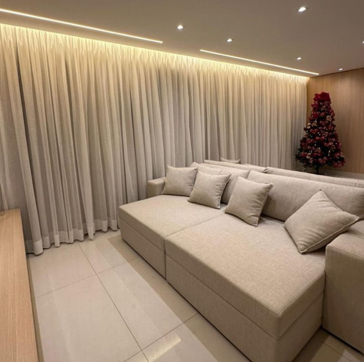 Cortina gaze de linho c/blackout 100% franzido para trilho de 3,00m de largura.